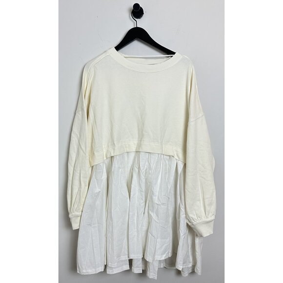 FREE PEOPLE Eleanor Sweatshirt Dress in Grey Combo Size Large - Picture 5 of 16